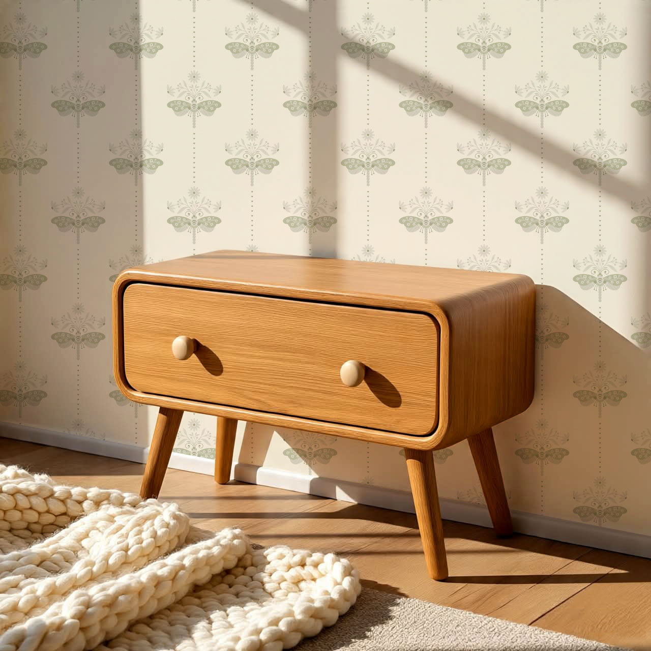 Gracie Rosewing Hearts Cream Sage Wallpaper