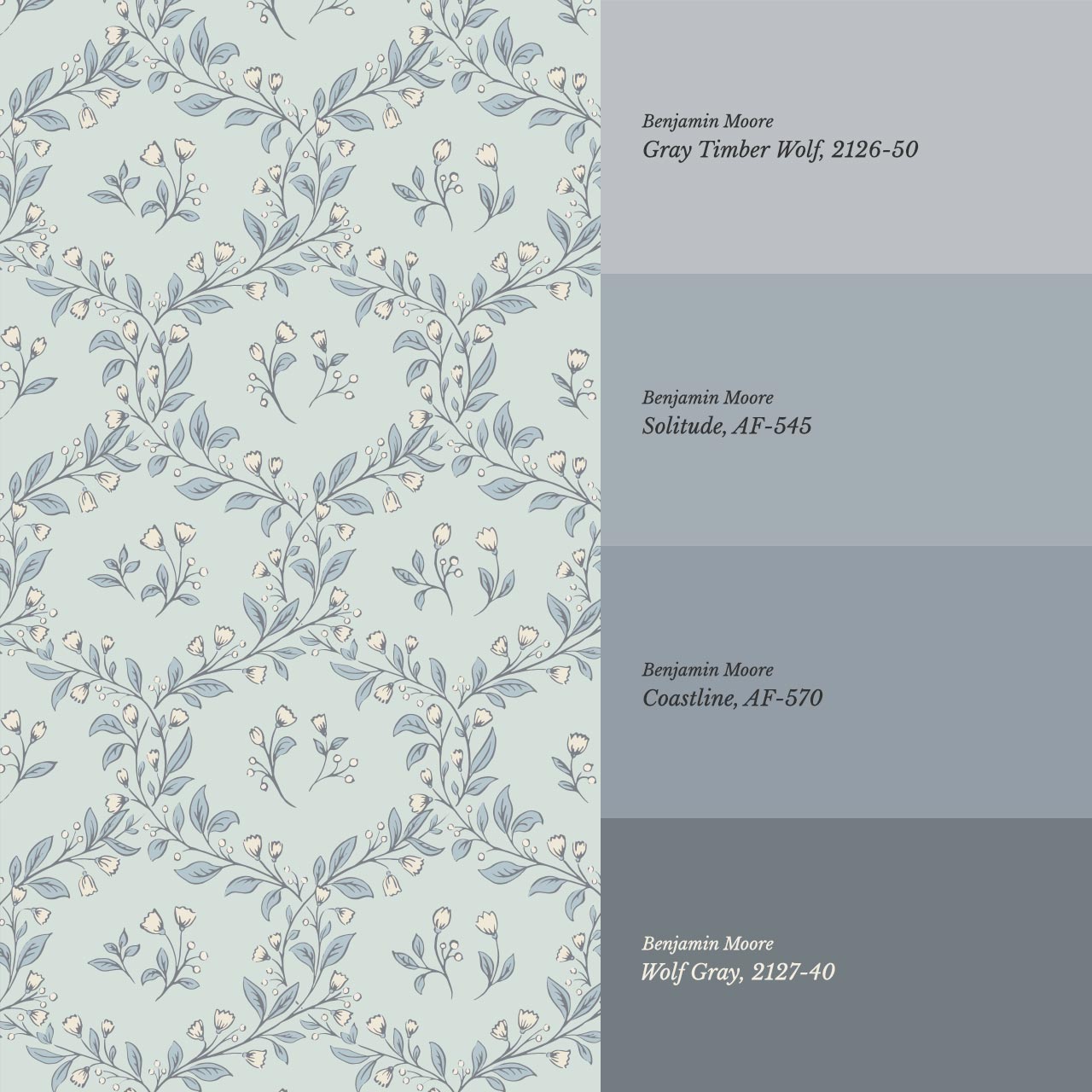 Hadley Leafy Ogee Sky Wallpaper