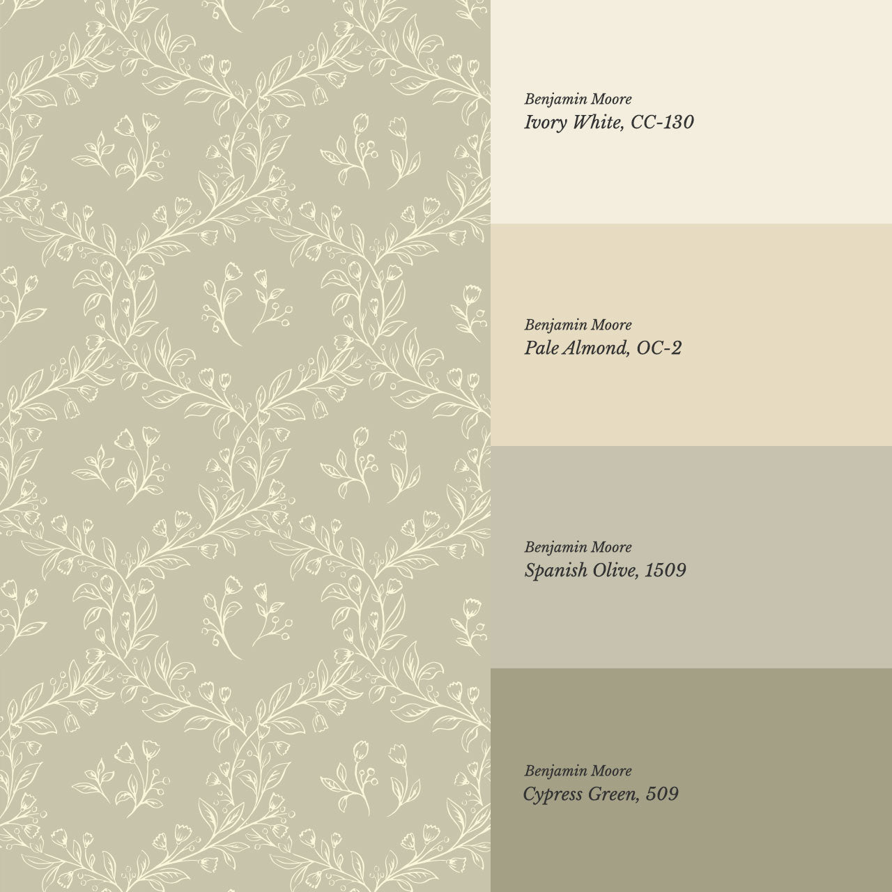 Hadley Leafy Ogee Stone Wallpaper