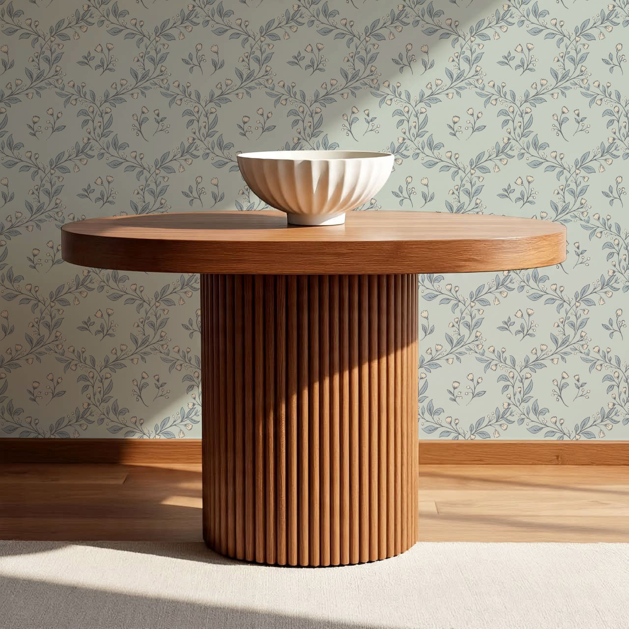 Hadley Leafy Ogee Sky Wallpaper