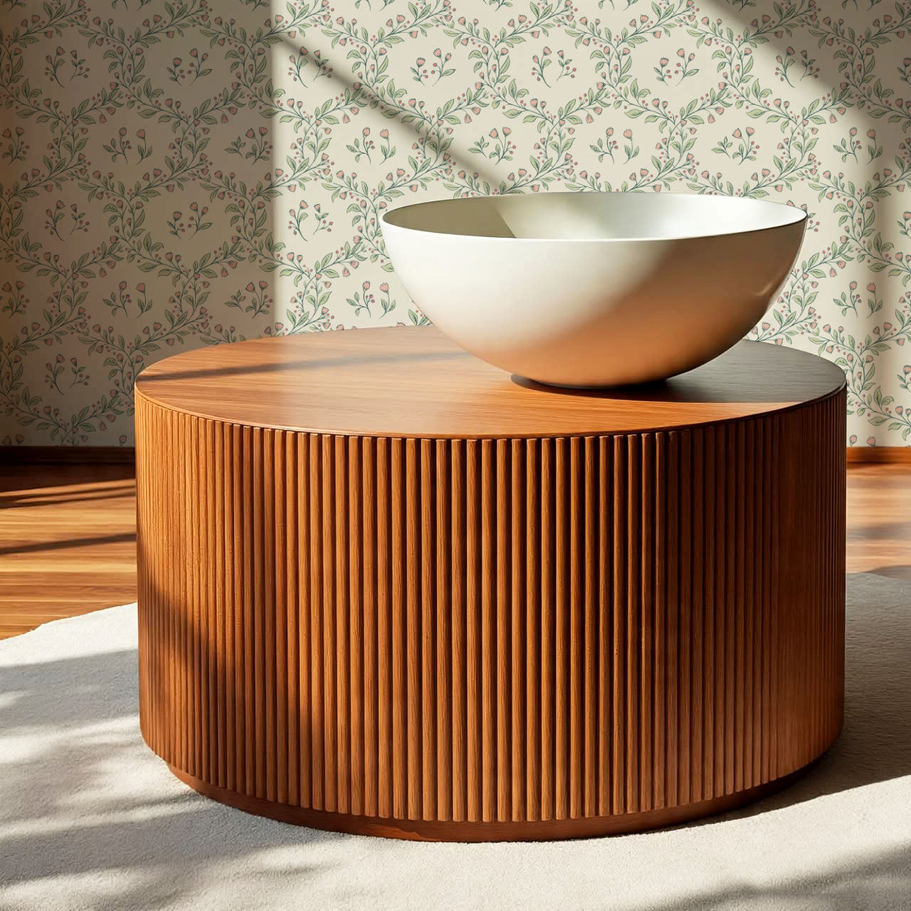 Hadley Leafy Ogee Blush Green Wallpaper