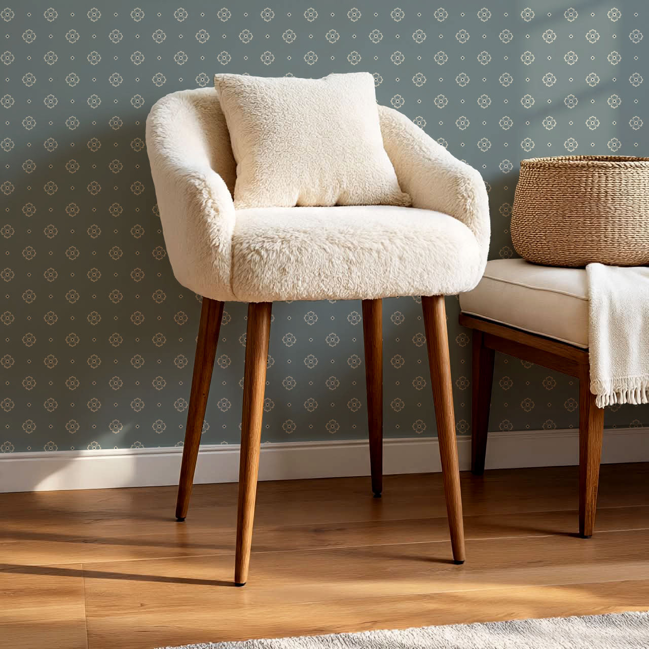 Hailey Foulard Dusty Teal Wallpaper