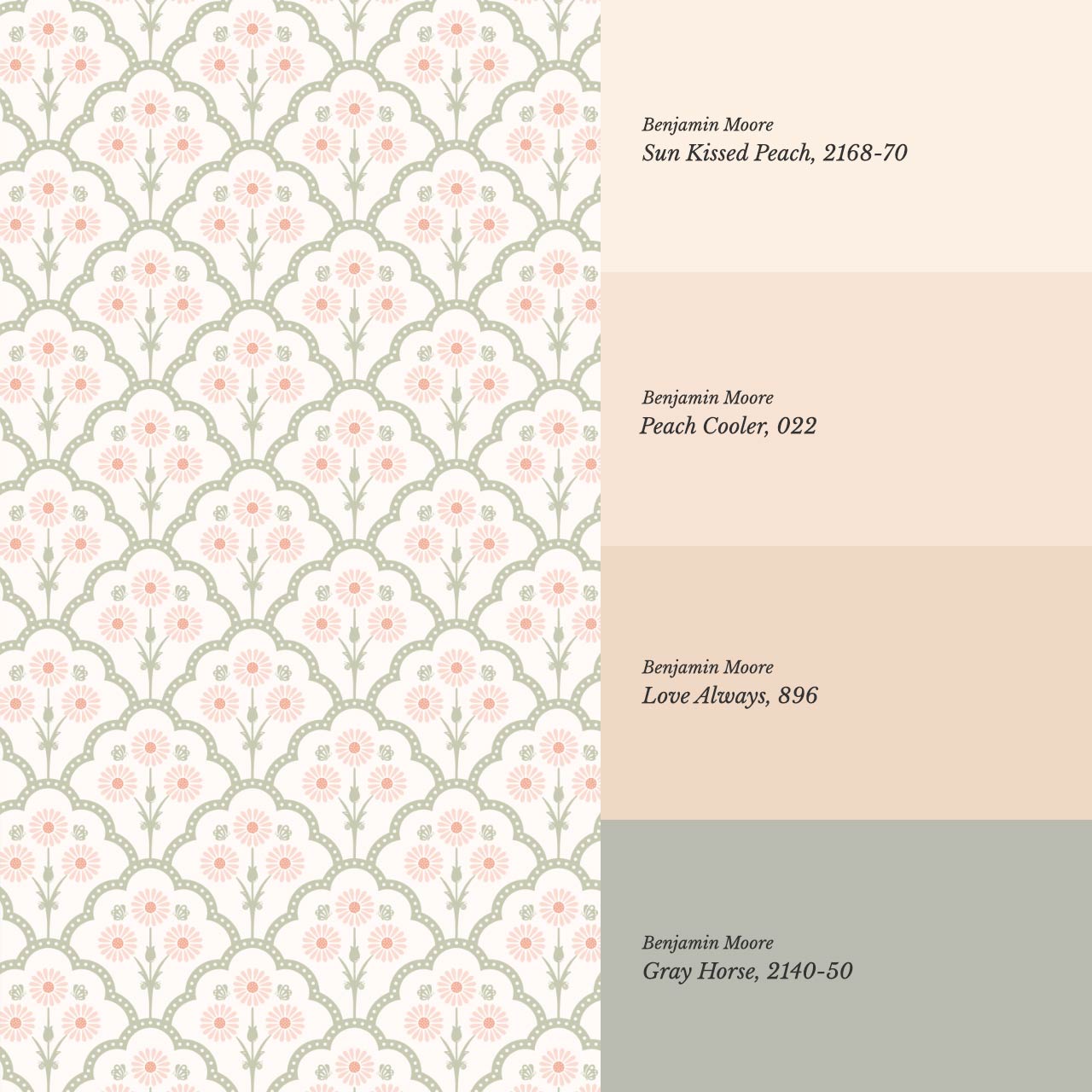 Haisley Scalloped Bloom Sage Blush Wallpaper