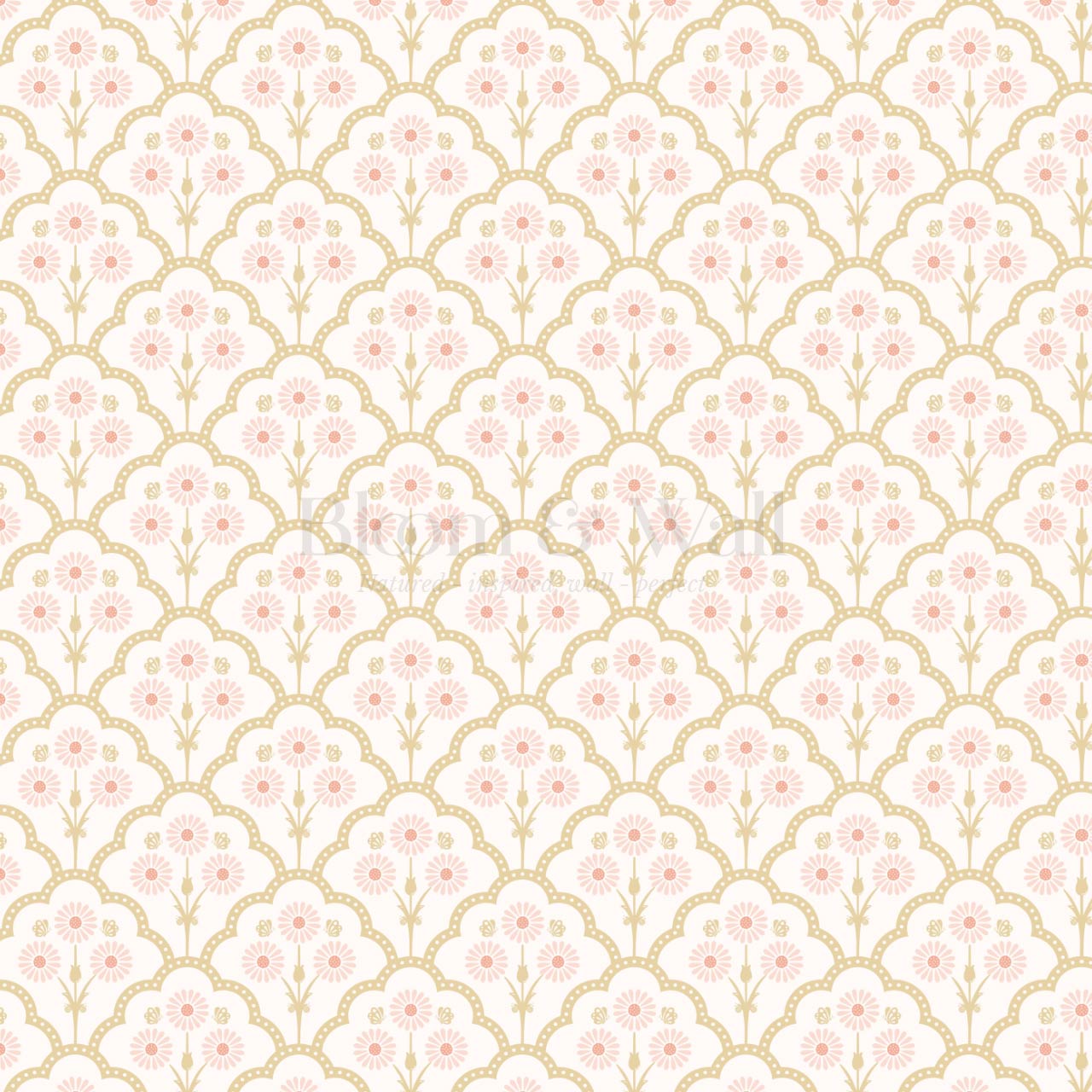 Haisley Scalloped Bloom Blush Honey Wallpaper