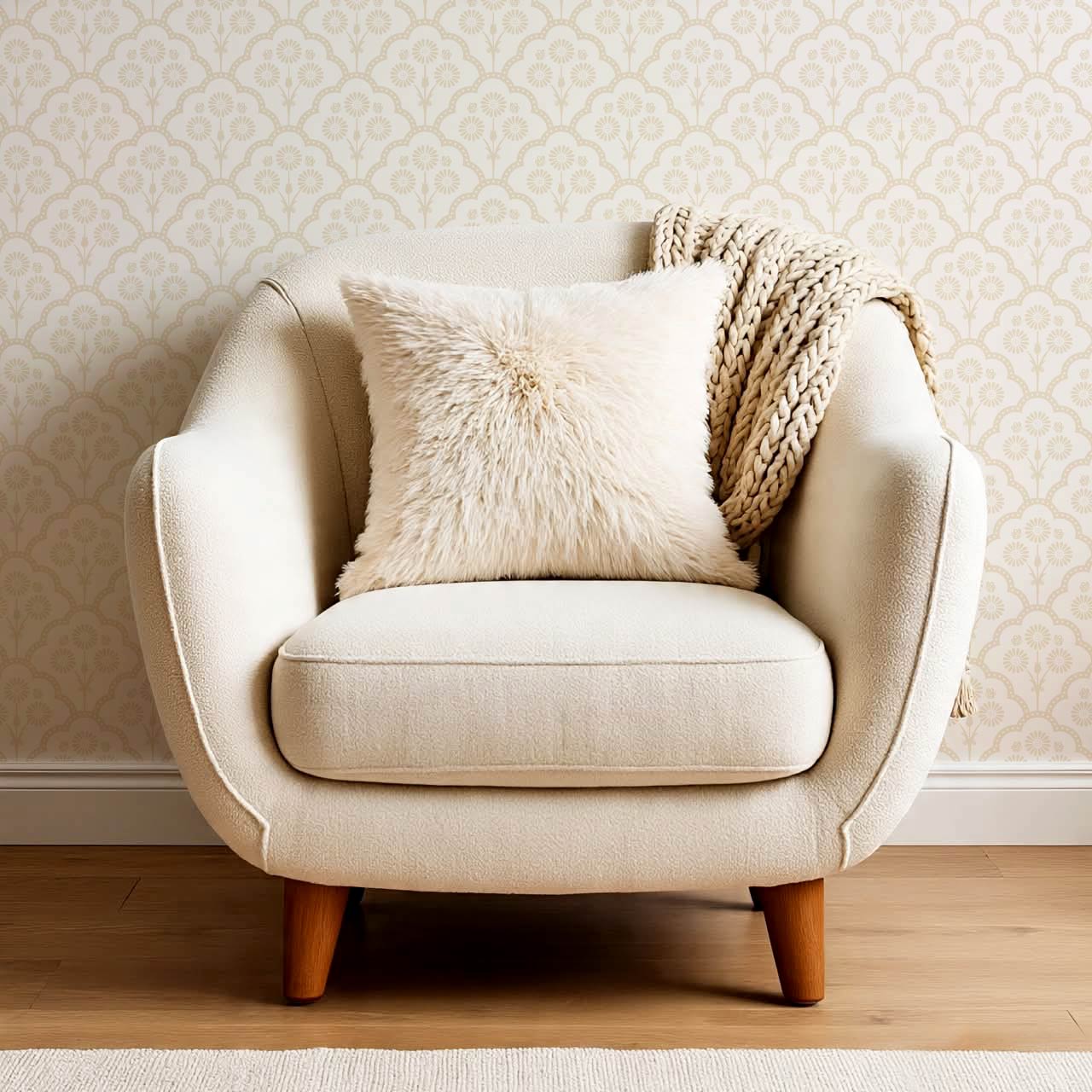 Haisley Scalloped Bloom Cream Beige Wallpaper