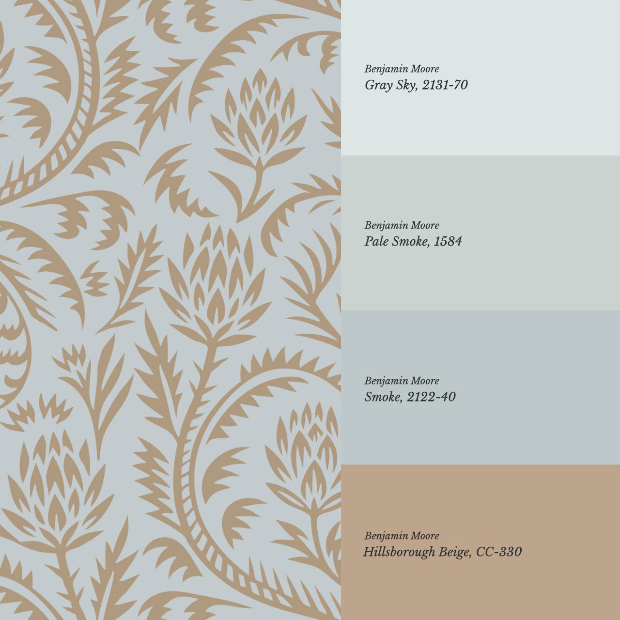 Hannah Folkfloral Woodcut Dove Beige Wallpaper