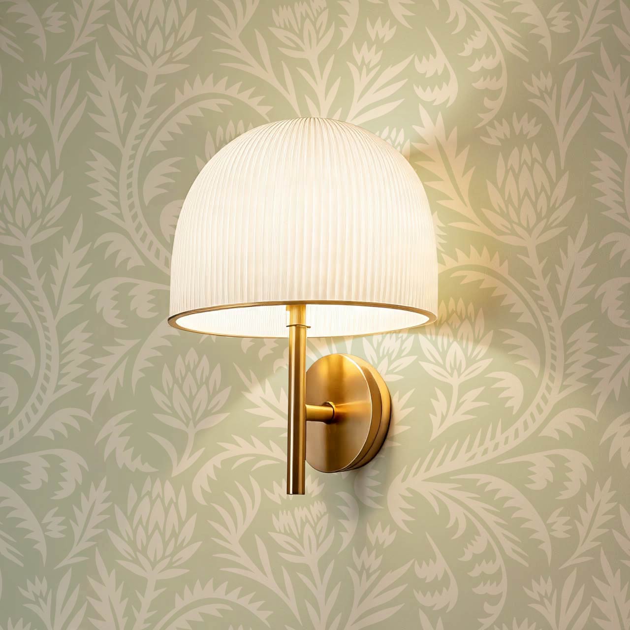 Hannah Folkfloral Woodcut Soft Sage Wallpaper