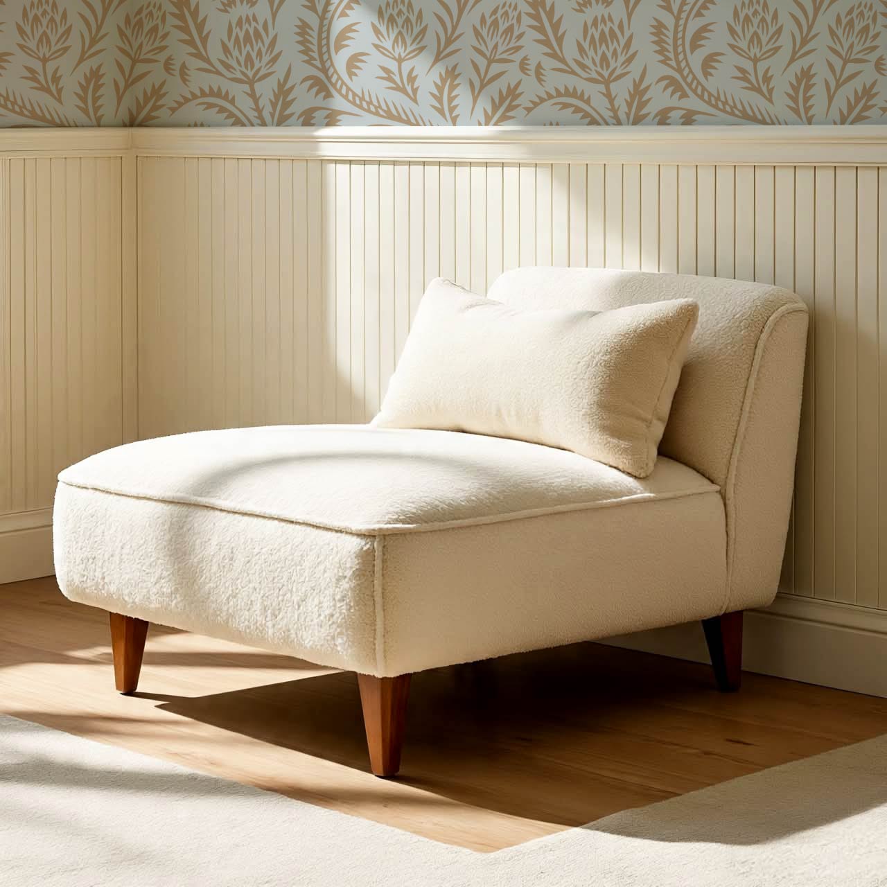 Hannah Folkfloral Woodcut Dove Beige Wallpaper