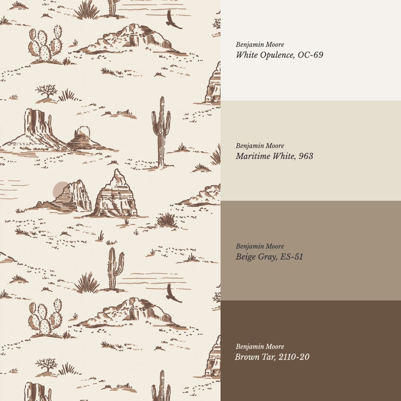 Harlow Western Desert Landscape Brown Wallpaper