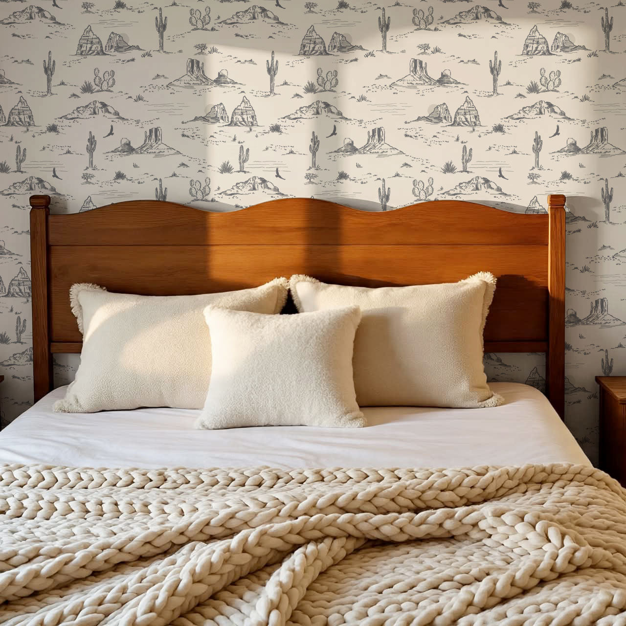 Harlow Western Desert Landscape Gray Wallpaper