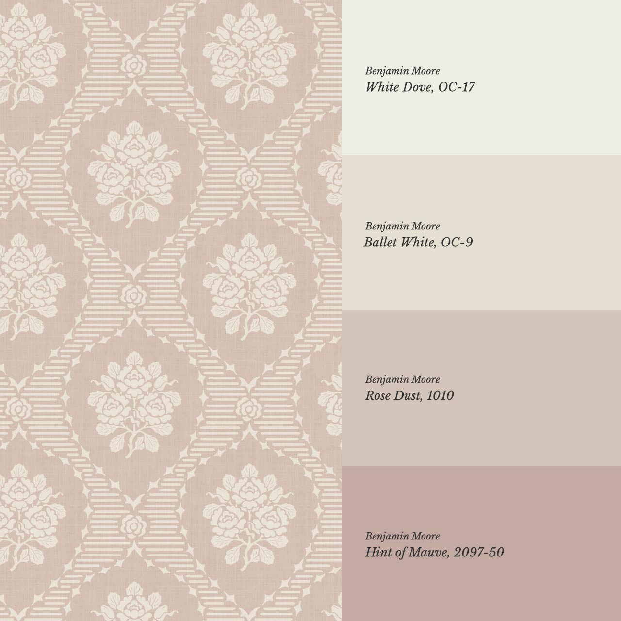 Harmony Ogee Lattice Bouquet Blush Wallpaper