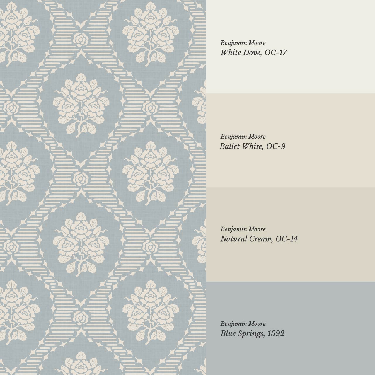 Harmony Ogee Lattice Bouquet French Blue Wallpaper