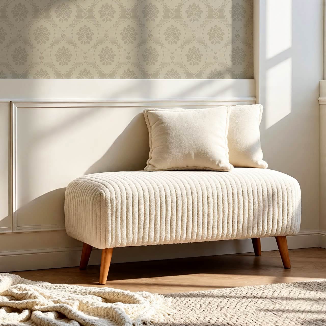 Harmony Ogee Lattice Bouquet Stone Wallpaper