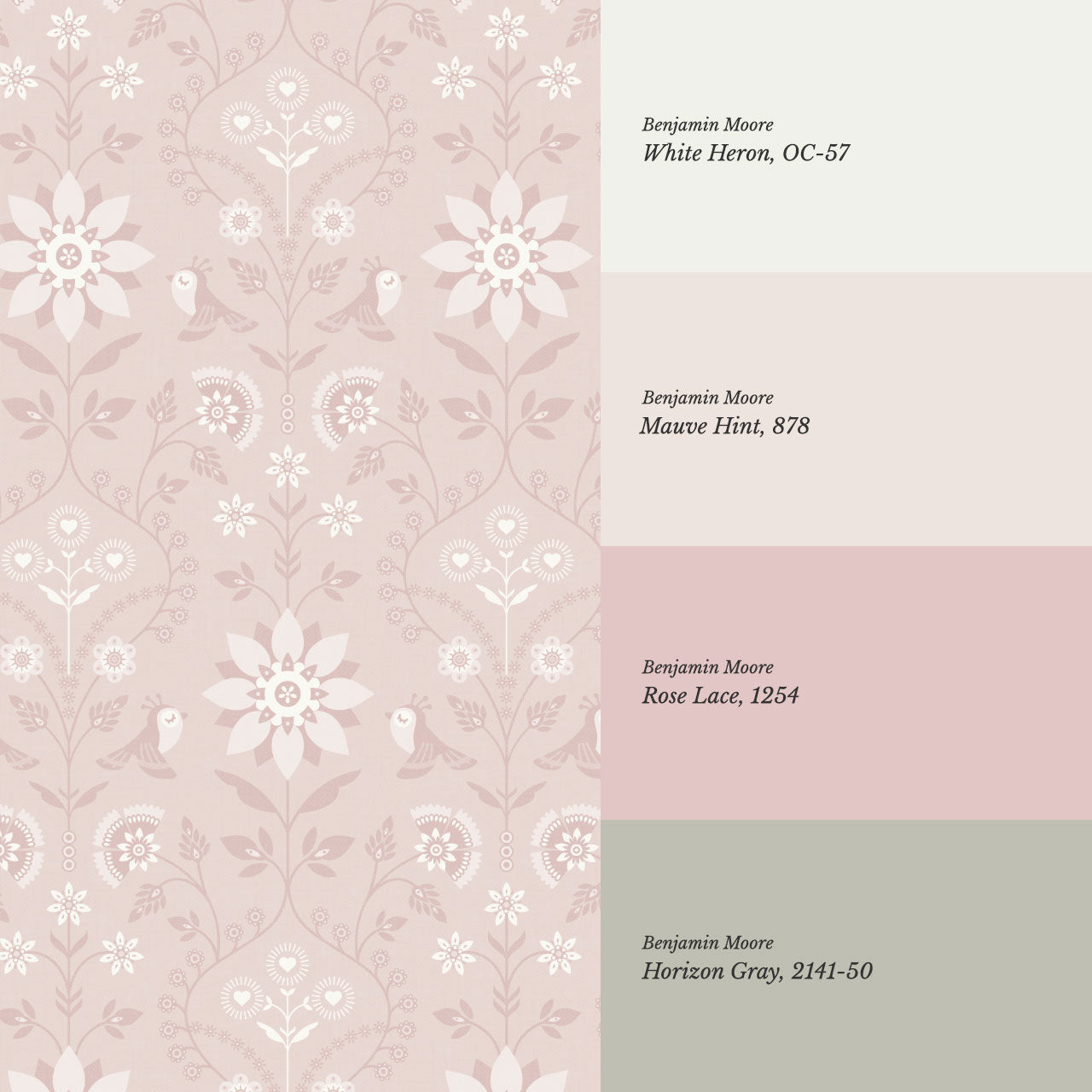 Oaklynn Heartwood Folk Garden Rose Dust Wallpaper