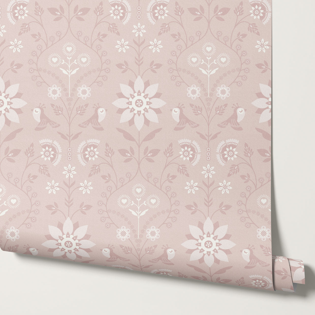 Oaklynn Heartwood Folk Garden Rose Dust Wallpaper