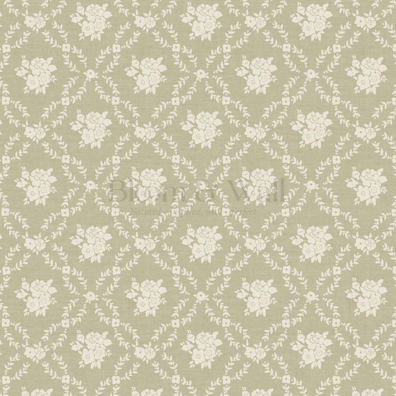Helen Small Florals Green Olive Wallpaper