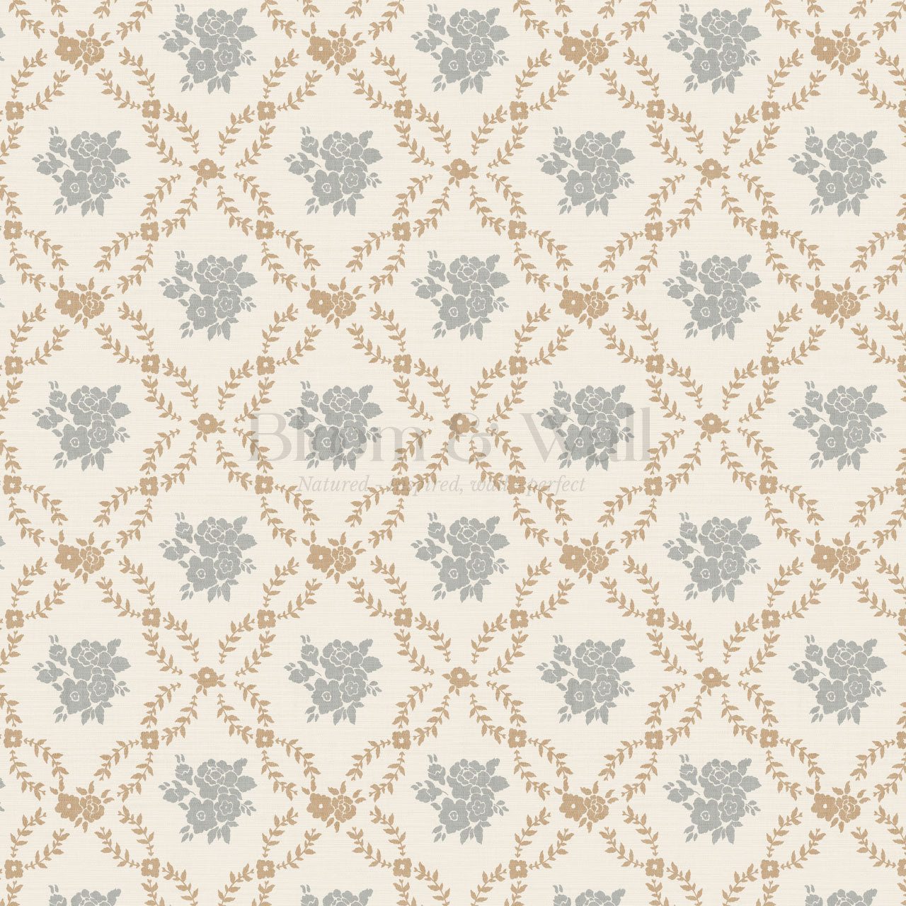 Helen Small Florals Neutral Wallpaper