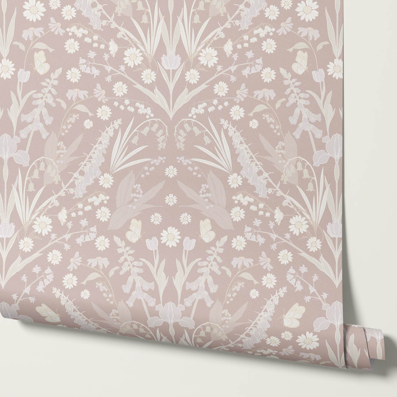 Heli Meadow Florals Dusty Mauve Wallpaper
