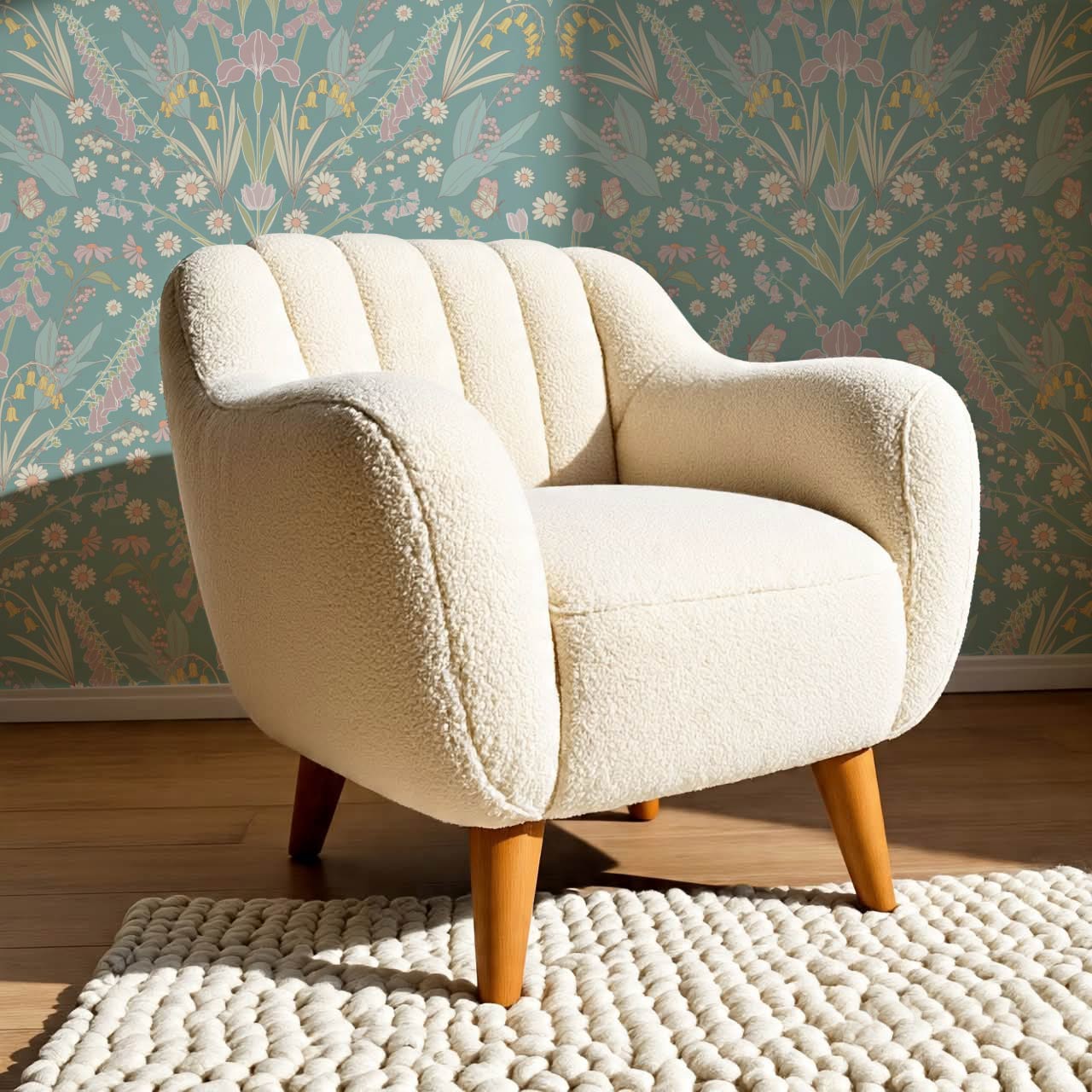 Heli Meadow Florals Jade Blush Wallpaper