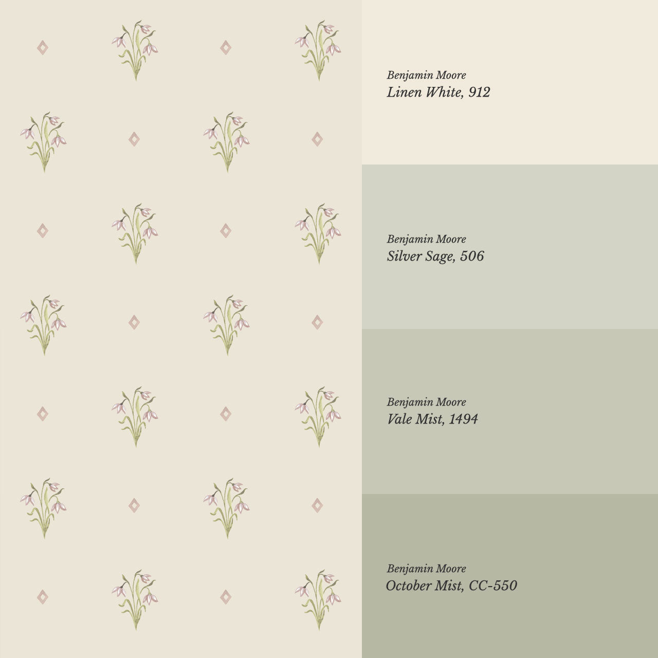 Hope Snowdrop Beige Pink Wallpaper