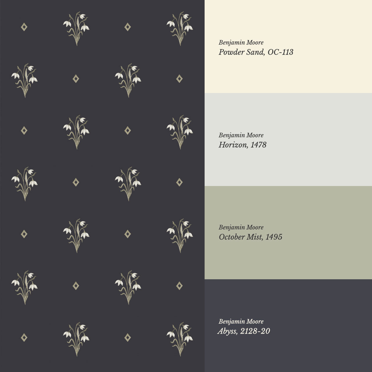 Hope Snowdrop Navy Wallpaper