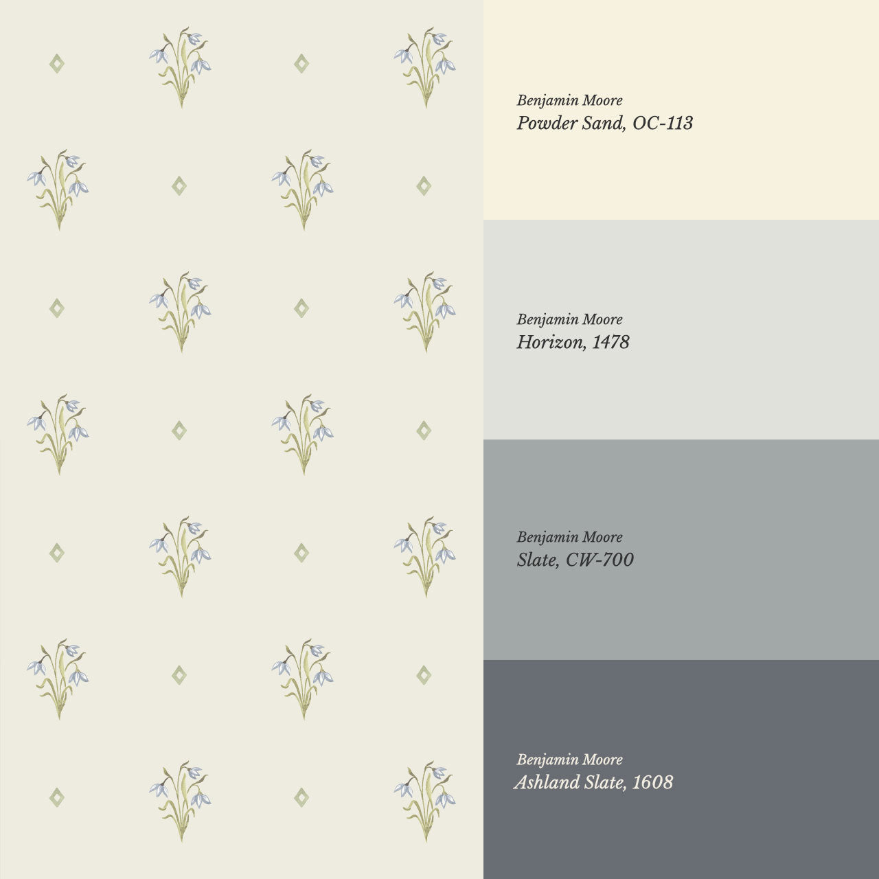 Hope Snowdrop Blue Cream Wallpaper