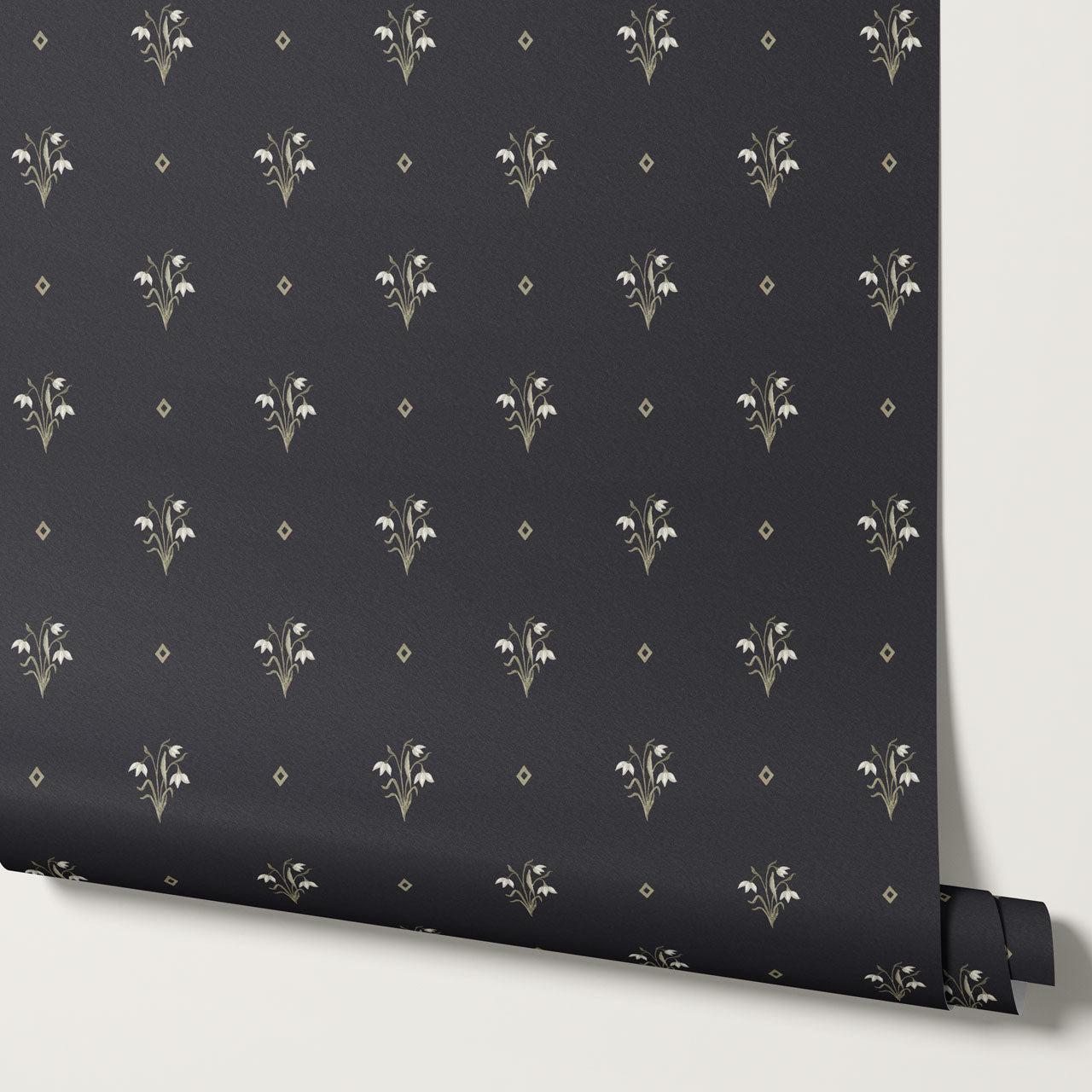 Hope Snowdrop Navy Wallpaper