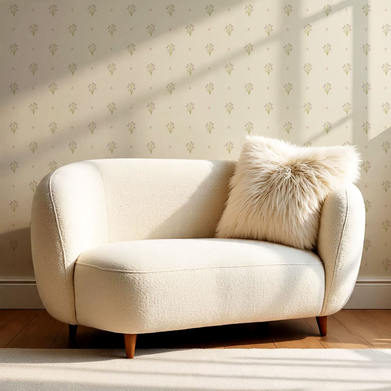 Hope Snowdrop Beige Pink Wallpaper
