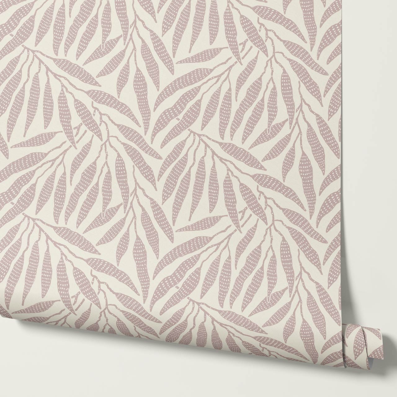 Hortensia Bamboo Tranquility Ivory Dusty Rose Wallpaper