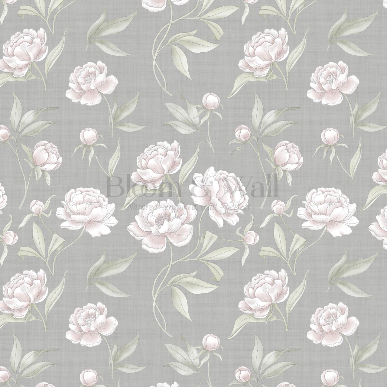 Ilaria Large Peonies Dove Gray Blush Wallpaper