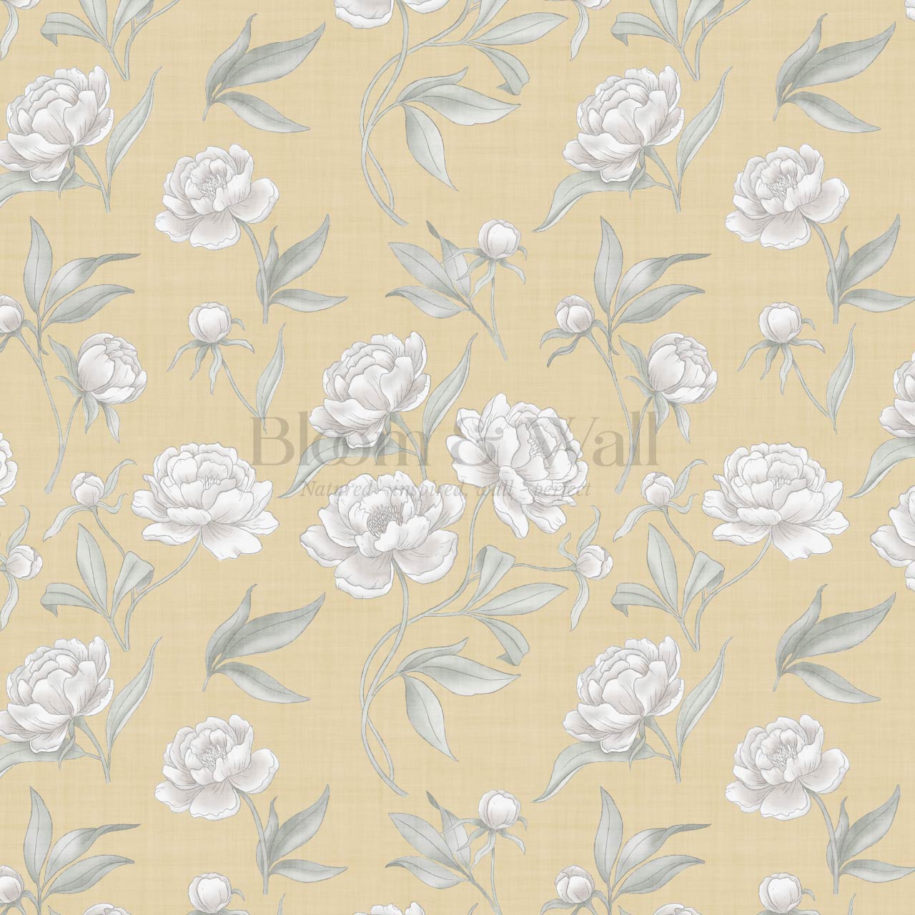Ilaria Large Peonies Honey Yellow Wallpaper