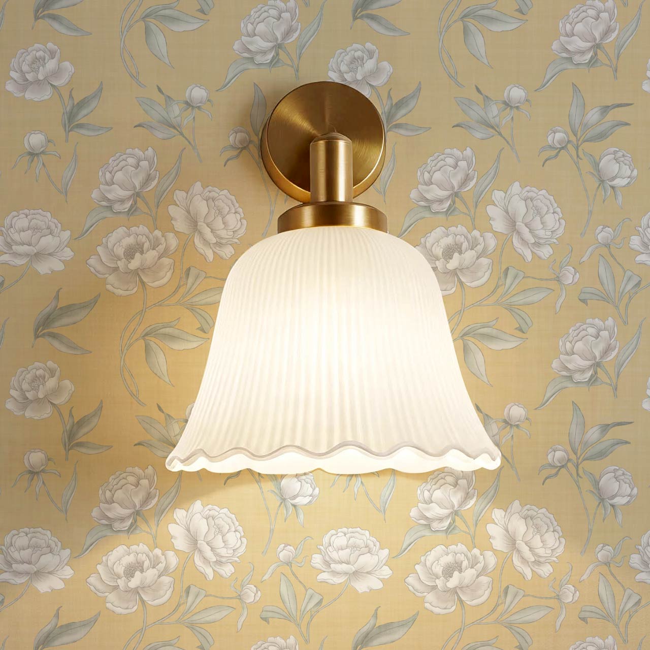 Ilaria Large Peonies Honey Yellow Wallpaper