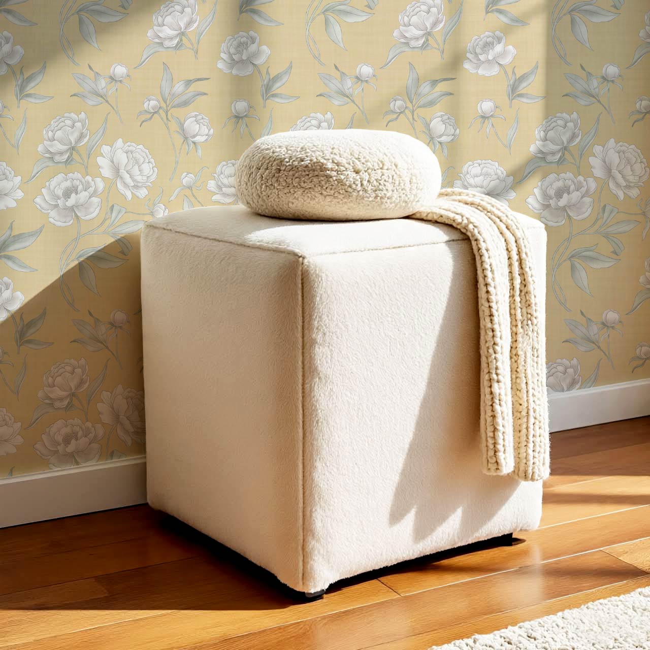 Ilaria Large Peonies Honey Yellow Wallpaper