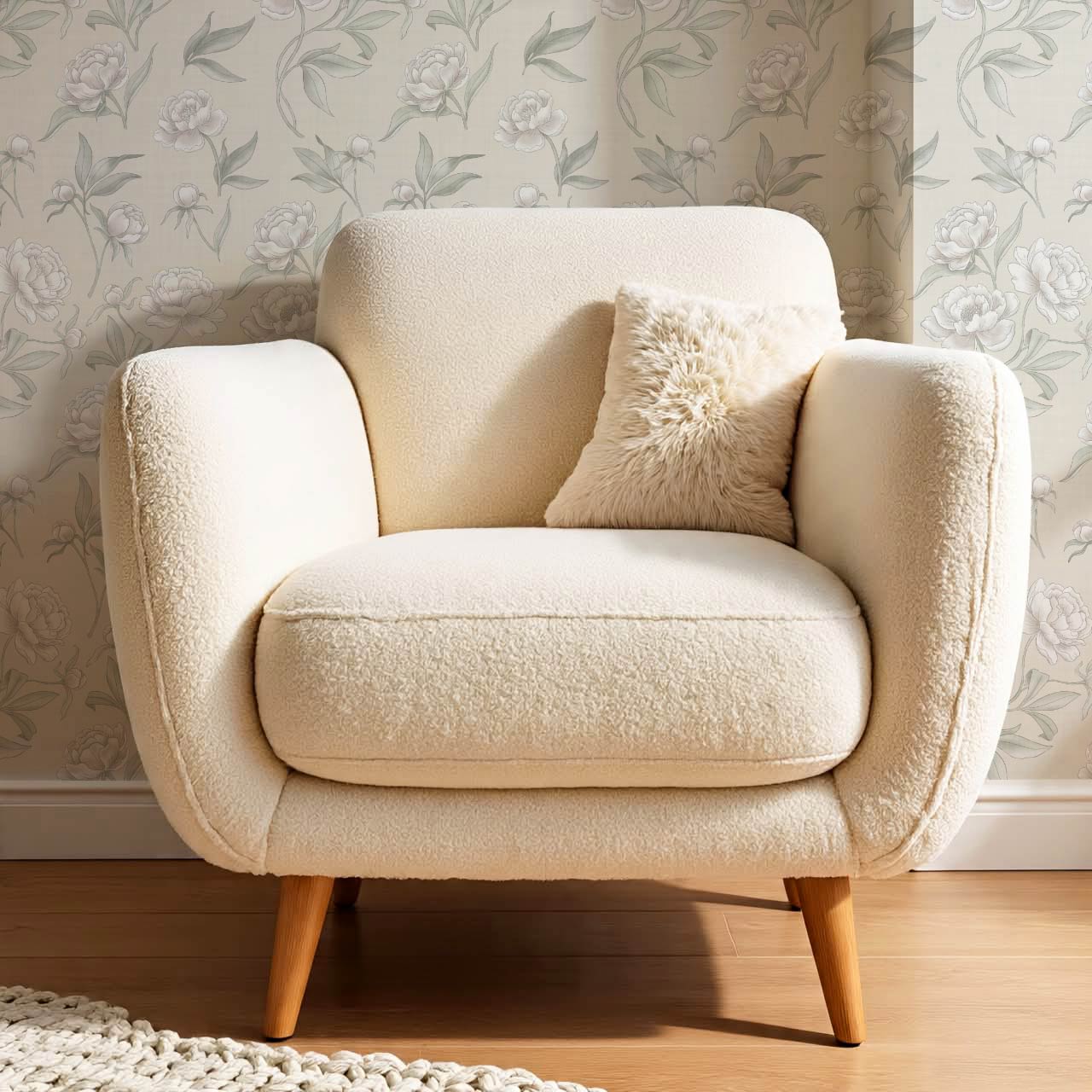 Ilaria Large Peonies Sage Cream Wallpaper