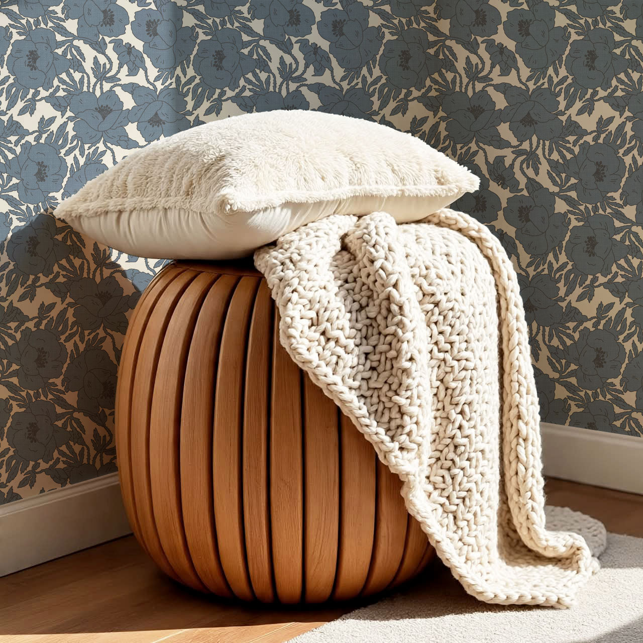 Indra Poppy Slate Wallpaper