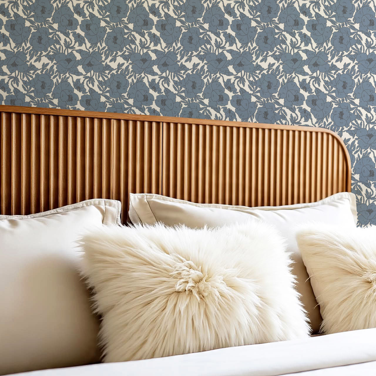 Indra Poppy Slate Wallpaper