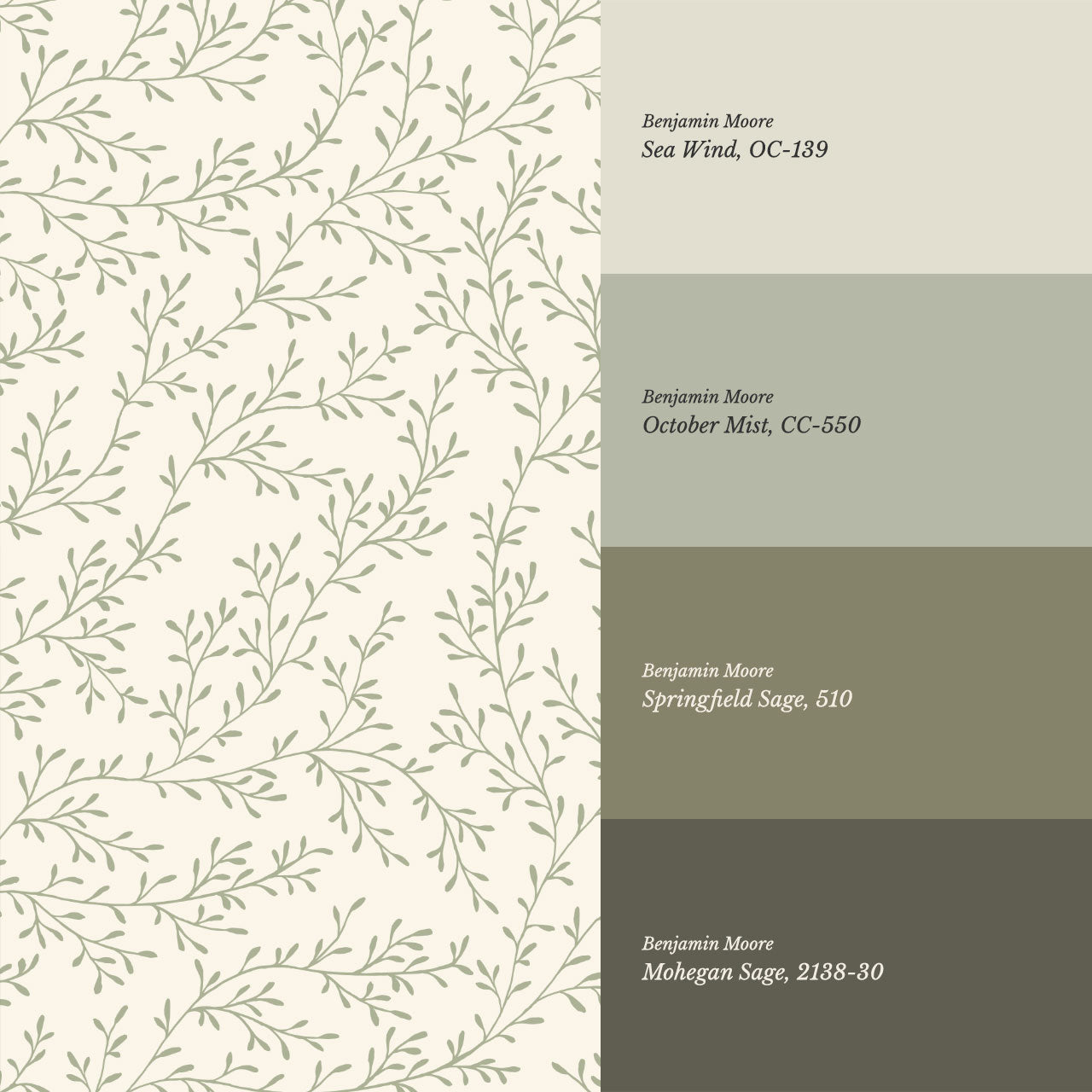 Ines Delicate Vines Sage Wallpaper
