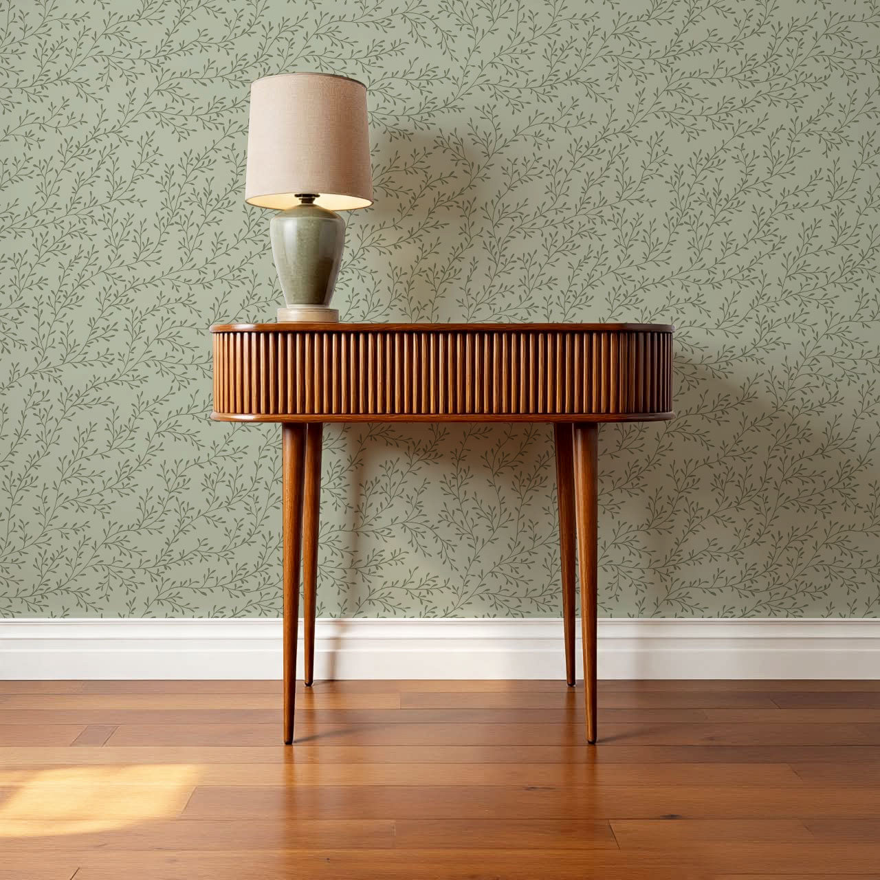 Ines Delicate Vines Forest Green Wallpaper