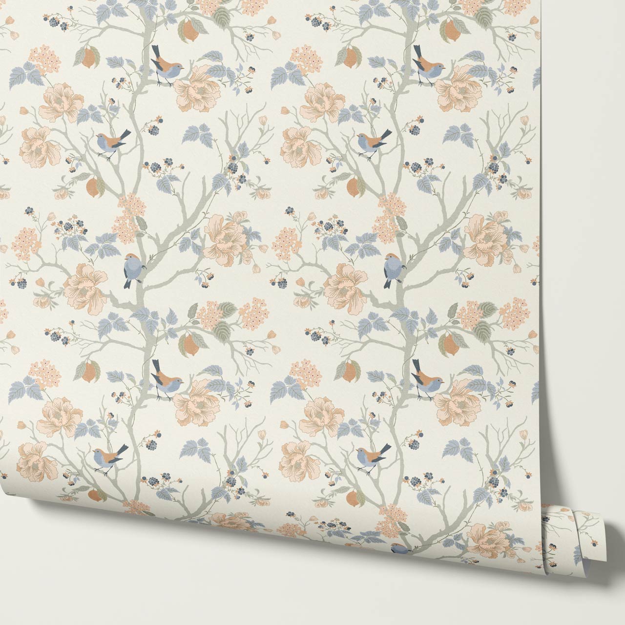 Ingrid Chinoiserie Coral Sky Wallpaper