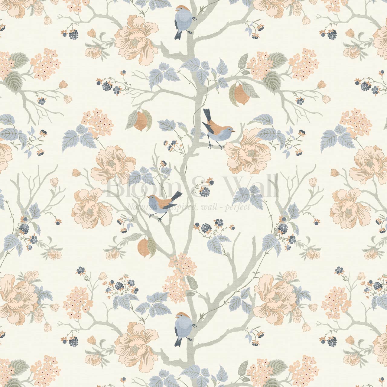 Ingrid Chinoiserie Coral Sky Wallpaper
