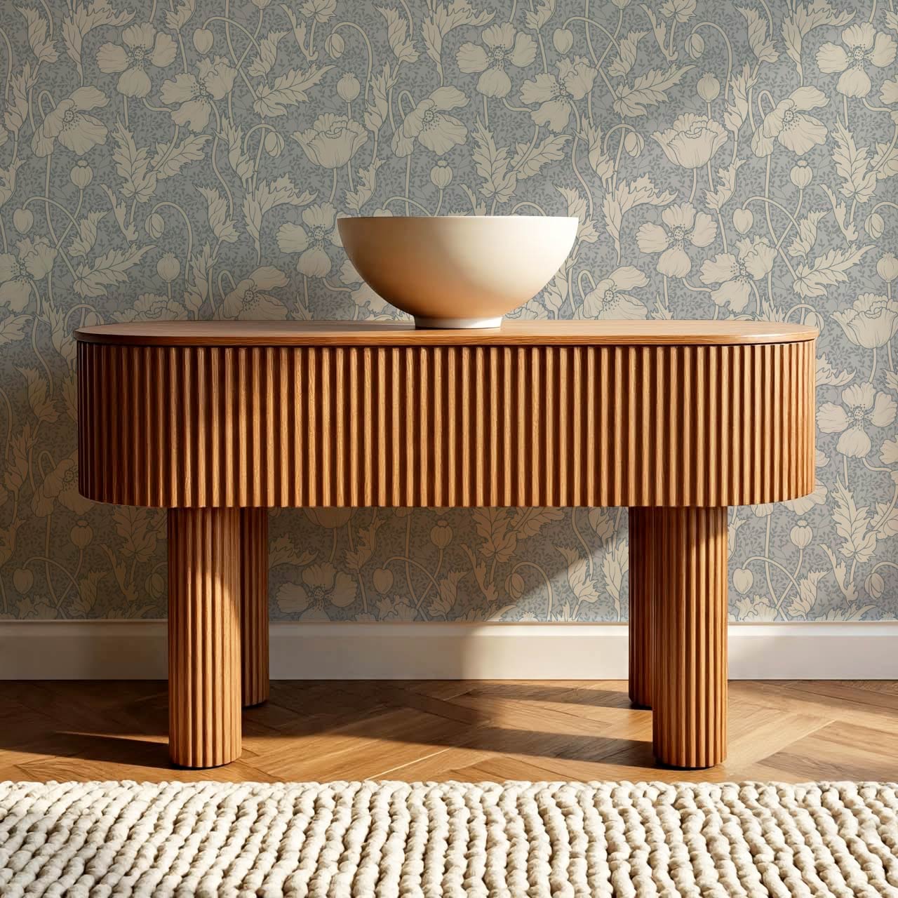 Astrella Poppy French Blue Ivory Wallpaper
