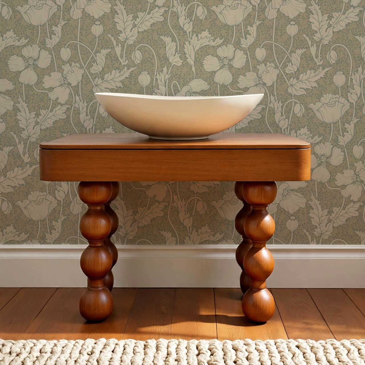 Astrella Poppy Deep Olive Taupe Wallpaper