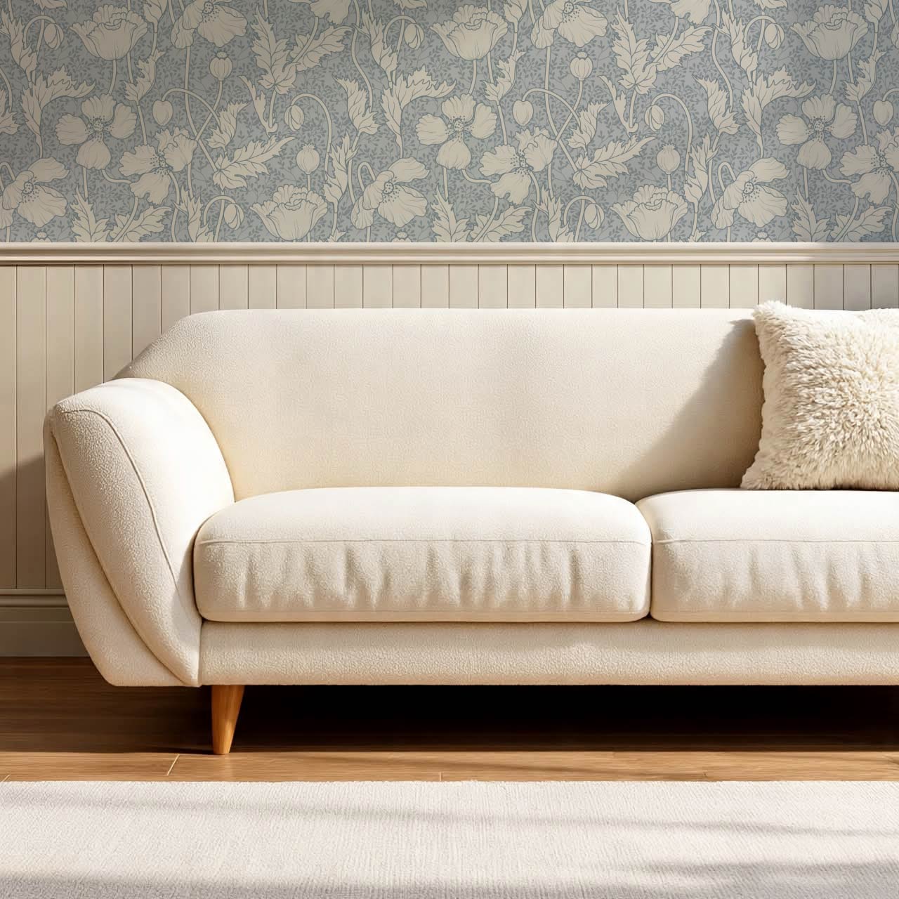 Astrella Poppy French Blue Ivory Wallpaper