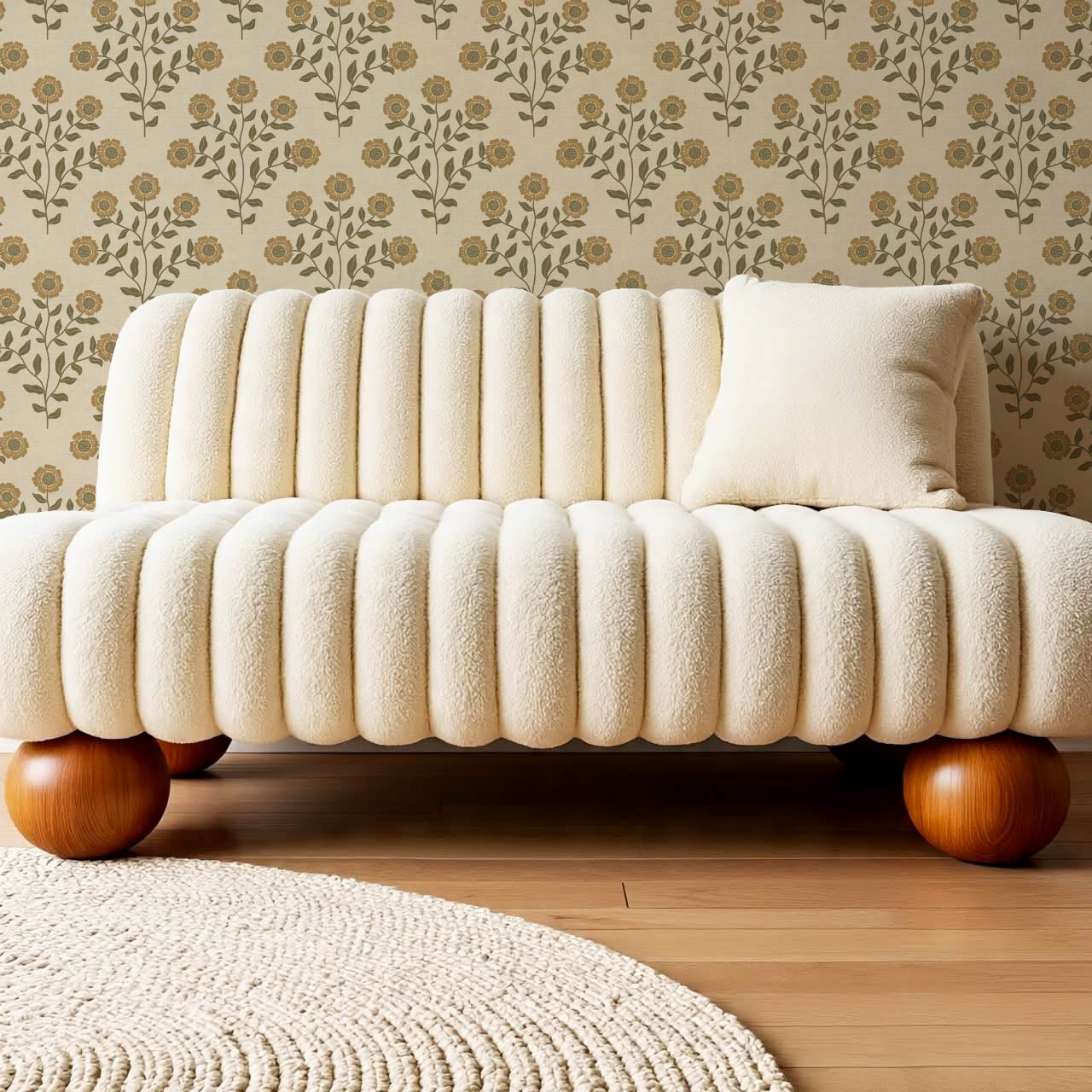 Irati Everbloom Mustard Warm Taupe Wallpaper
