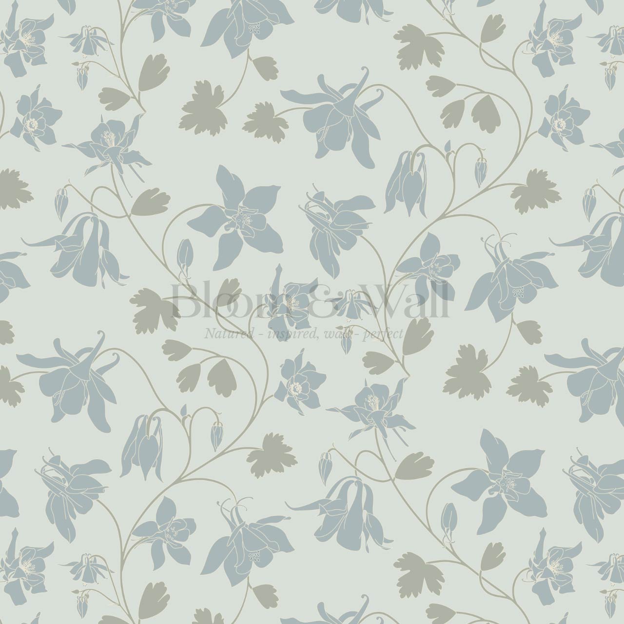 Irinia Columbine Trail Pale Green Blue Wallpaper