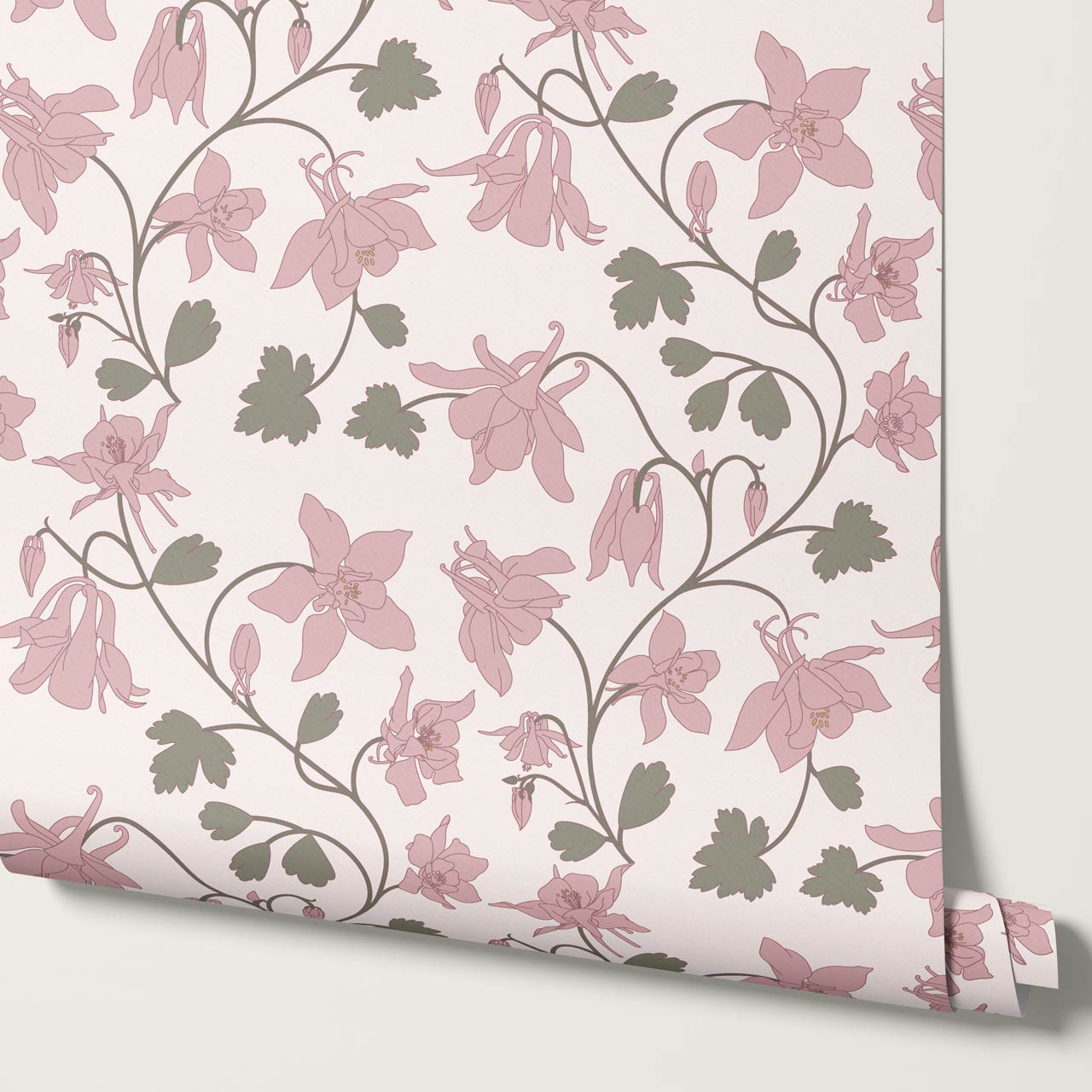 Irinia Columbine Trail Blush Pearl Wallpaper