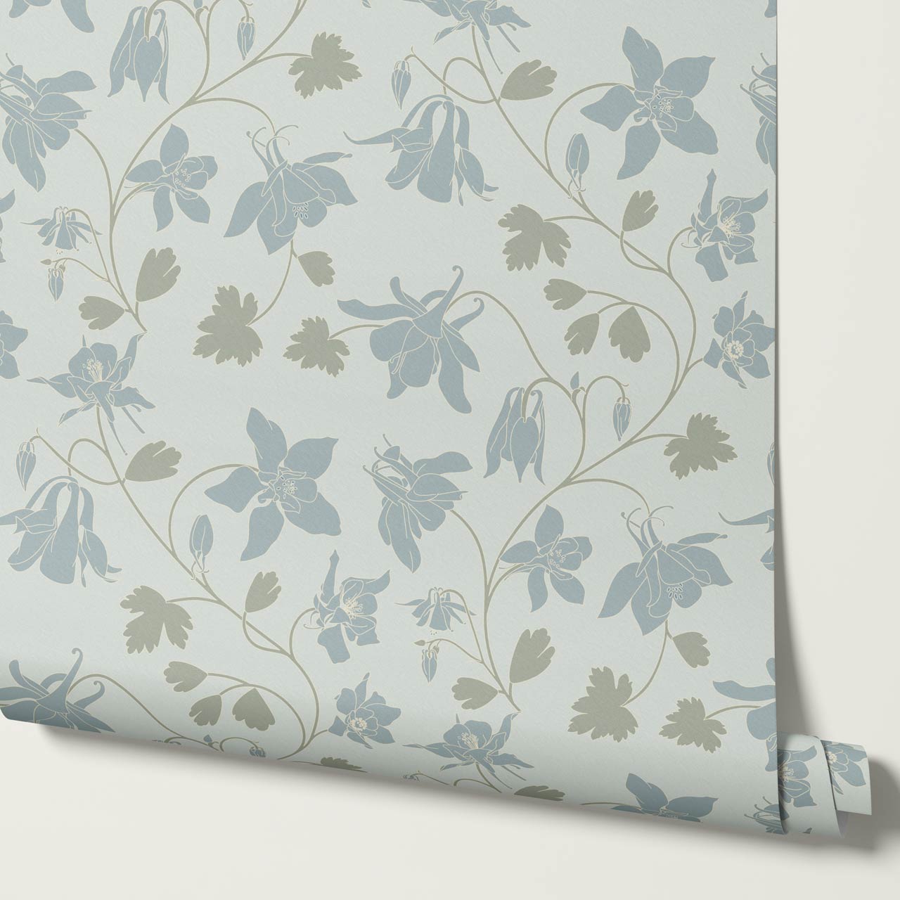 Irinia Columbine Trail Pale Green Blue Wallpaper