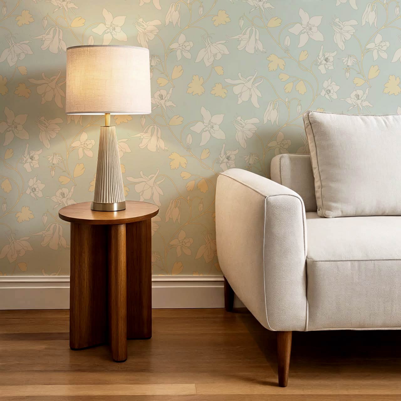 Irinia Columbine Trail Mint Lemon Wallpaper