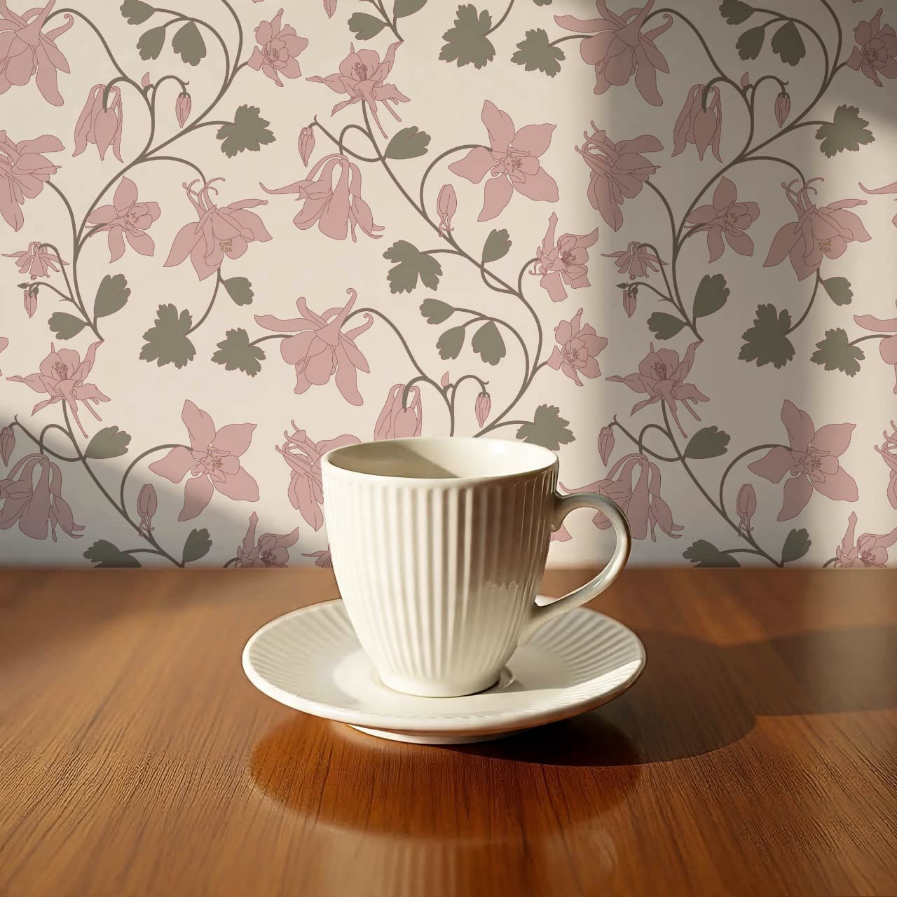 Irinia Columbine Trail Blush Pearl Wallpaper