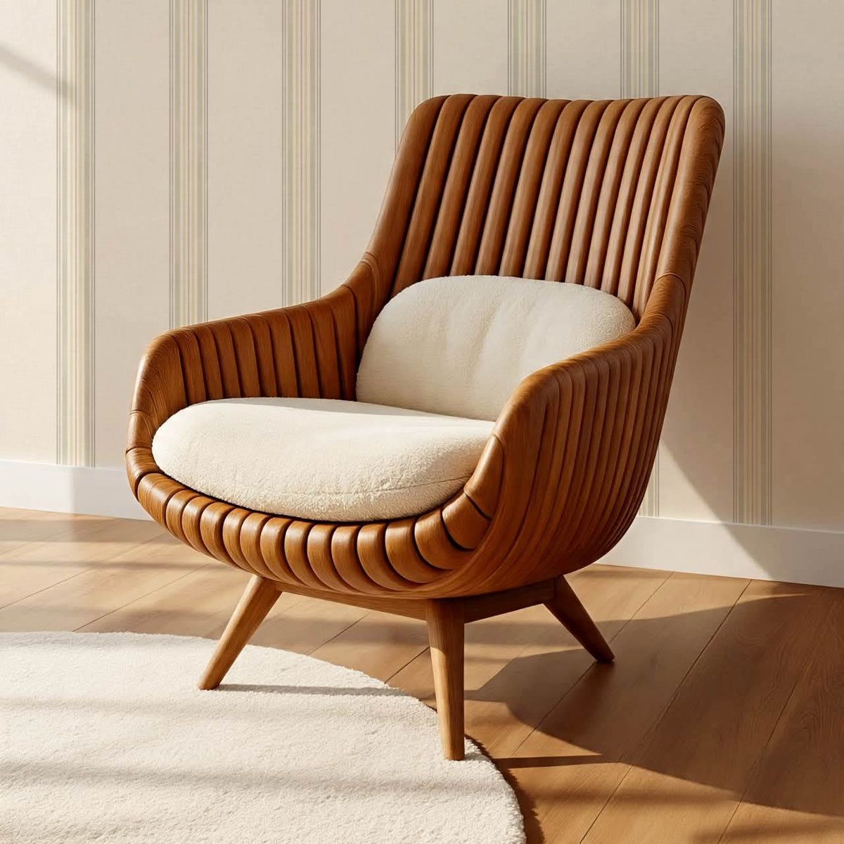 Iris Stripes Cream Olive Wallpaper